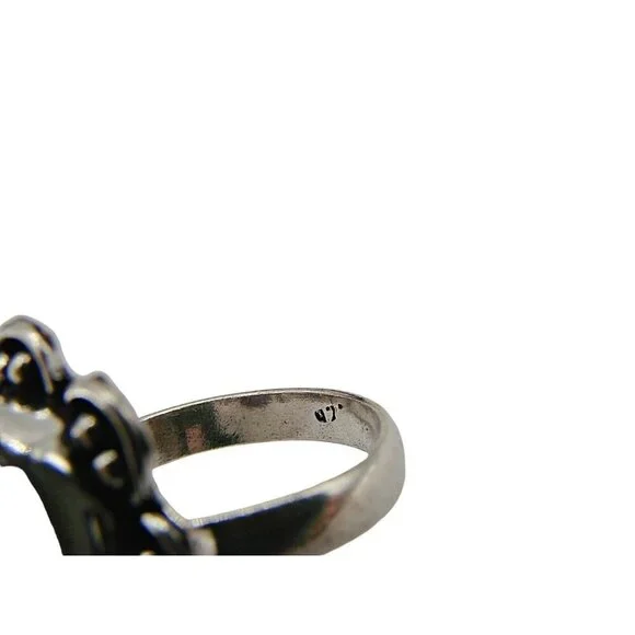 Amethyst Natural Stone Ring Sterling Silver Plated Birthstone Floral Frame 7.5 - Picture 7 of 10